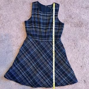 Banana Republic Navy Plaid Tweed Dress